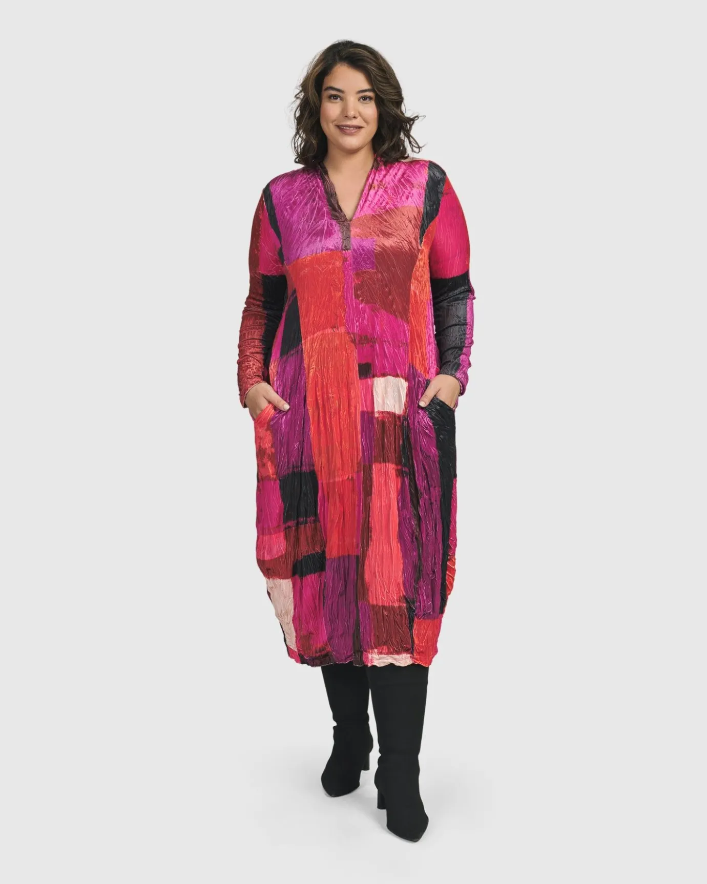 Women Alembika Plus<Sunset Strip Cocoon Dress, Magenta