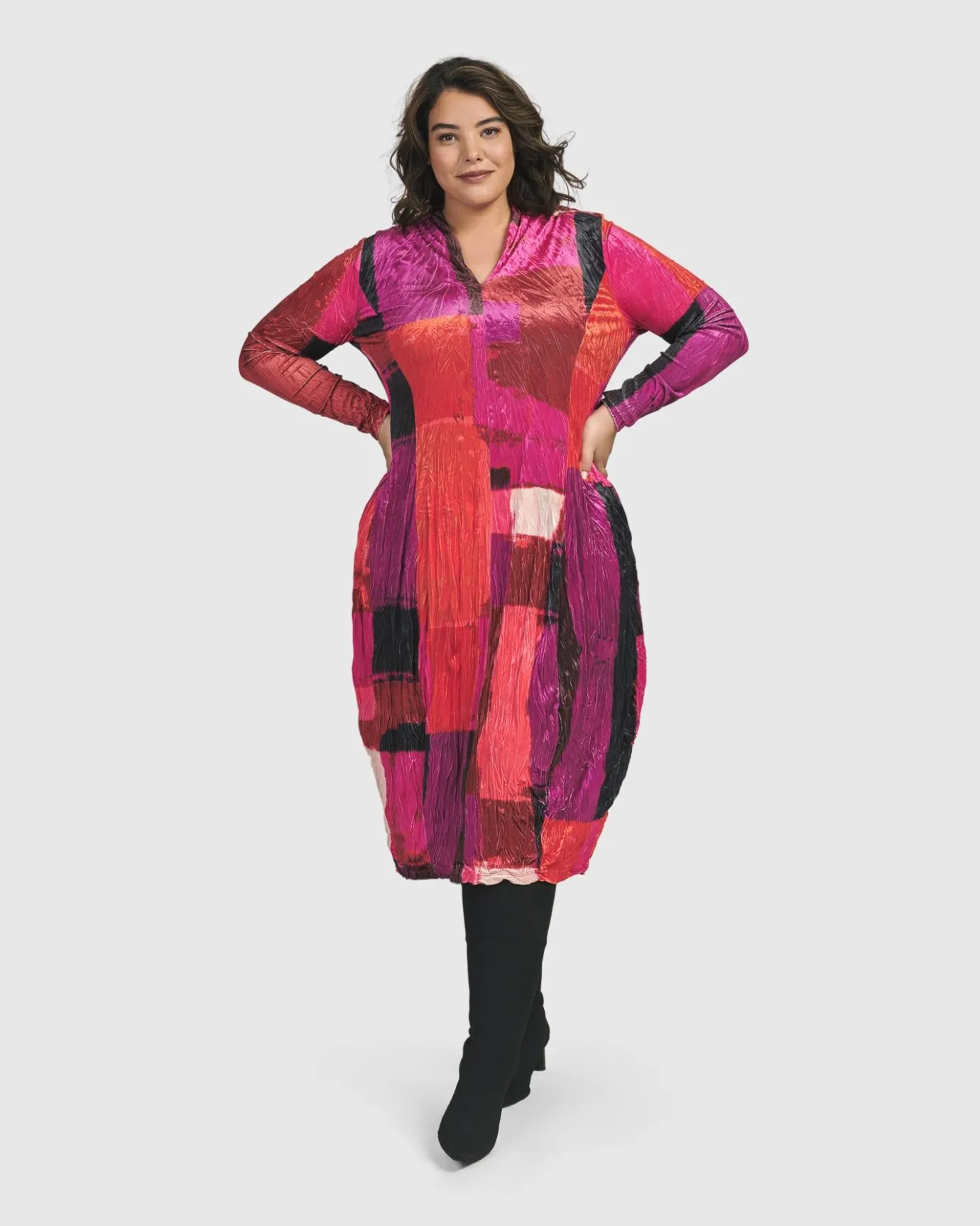 Women Alembika Plus<Sunset Strip Cocoon Dress, Magenta