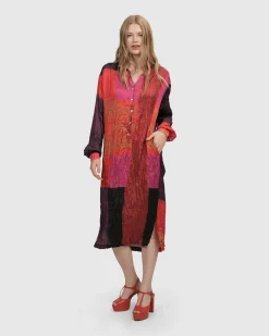 Women Alembika Dresses<Sunset Strip Shirt Dress, Magenta