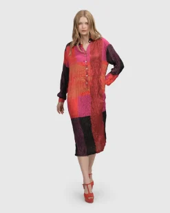 Women Alembika Dresses<Sunset Strip Shirt Dress, Magenta