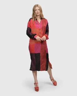 Women Alembika Dresses<Sunset Strip Shirt Dress, Magenta