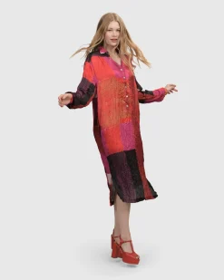 Women Alembika Dresses<Sunset Strip Shirt Dress, Magenta