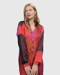 Women Alembika Dresses<Sunset Strip Shirt Dress, Magenta