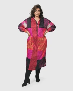 Women Alembika Dresses<Sunset Strip Shirt Dress, Magenta