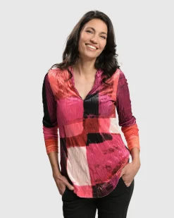 Women Alembika Tops & Tunics<Sunset Strip V Neck Pullover, Magenta