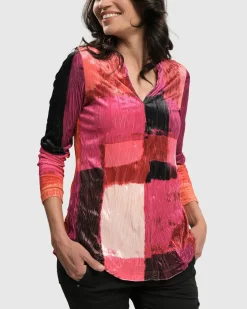 Women Alembika Tops & Tunics<Sunset Strip V Neck Pullover, Magenta