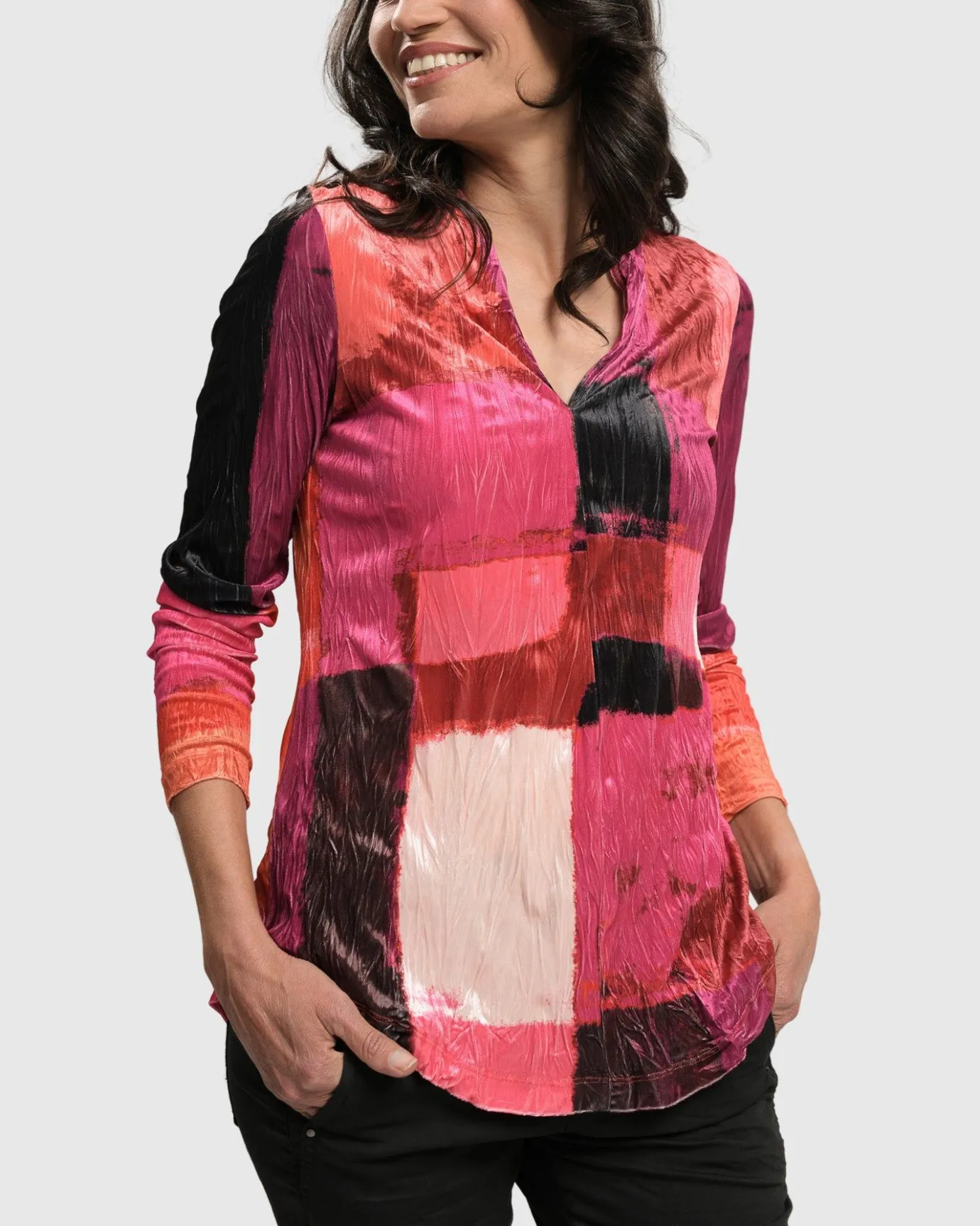 Women Alembika Tops & Tunics<Sunset Strip V Neck Pullover, Magenta