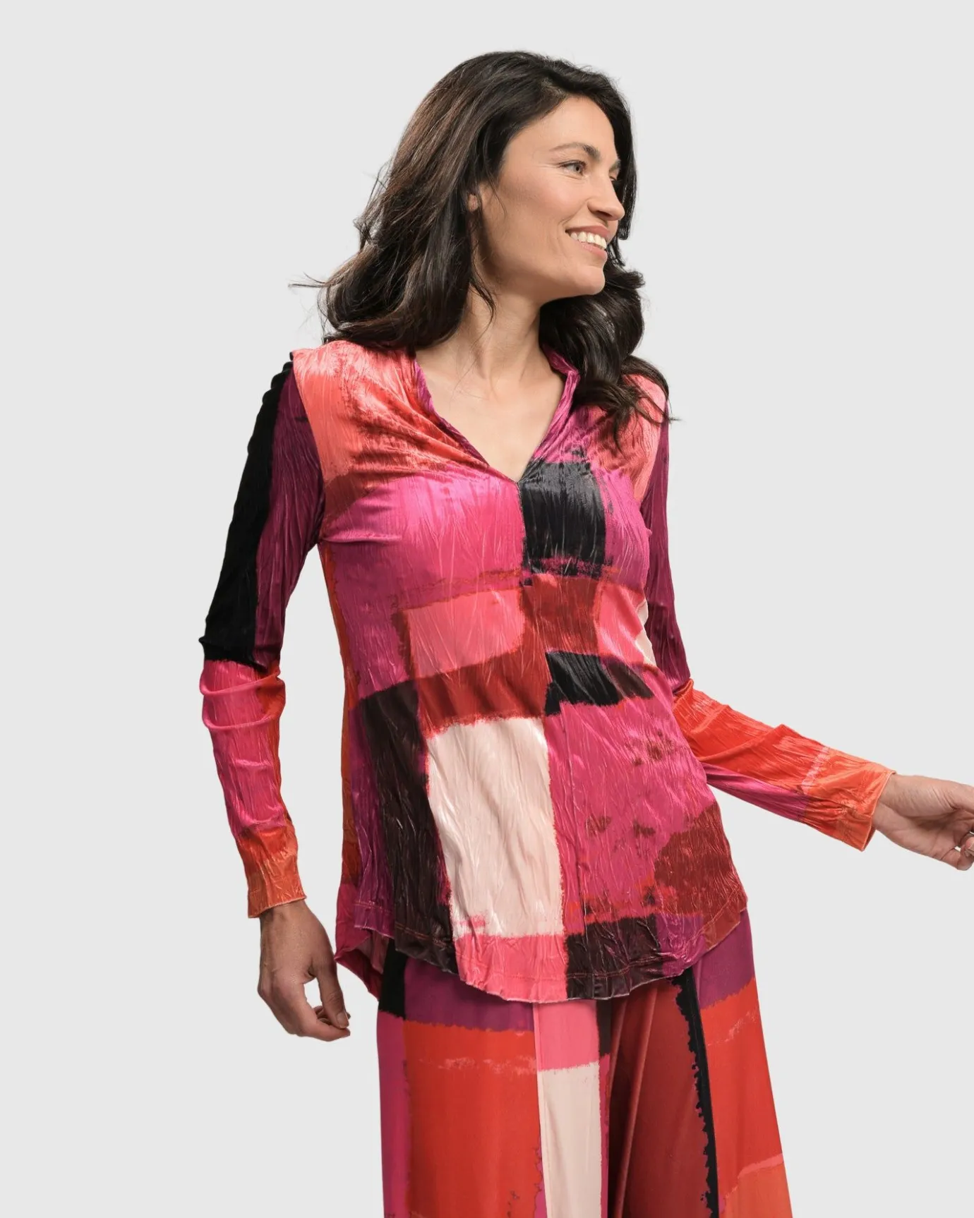 Women Alembika Tops & Tunics<Sunset Strip V Neck Pullover, Magenta