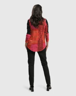 Women Alembika Tops & Tunics<Sunset Strip V Neck Pullover, Magenta