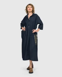 Women Alembika Dresses<Tacoma Trapeze Dress, Denim