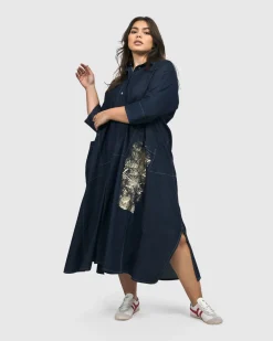 Women Alembika Plus<Tacoma Trapeze Dress, Denim
