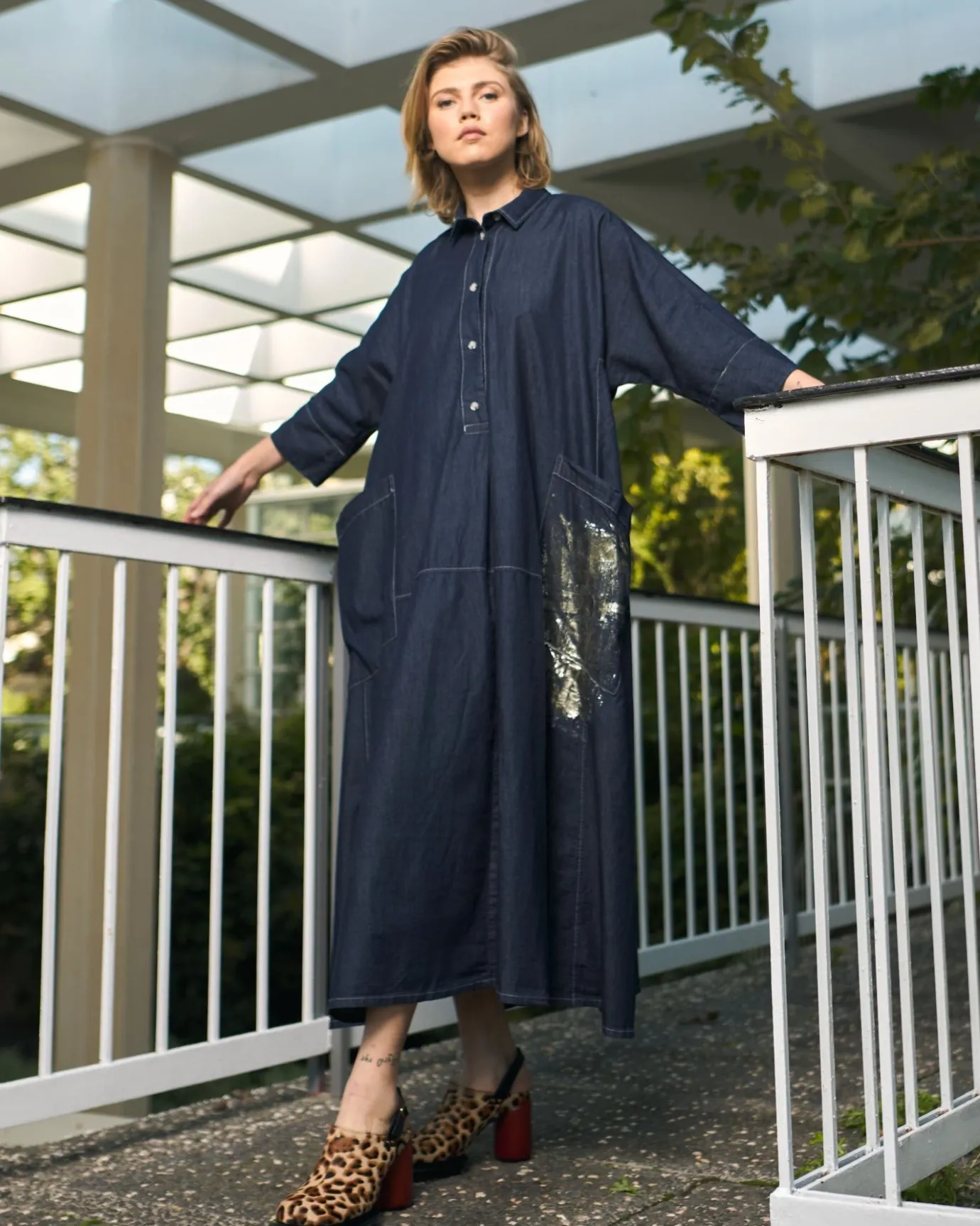 Women Alembika Plus<Tacoma Trapeze Dress, Denim