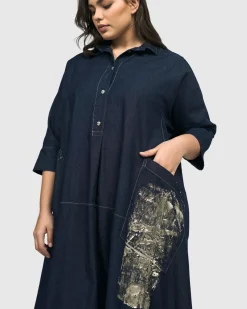 Women Alembika Plus<Tacoma Trapeze Dress, Denim