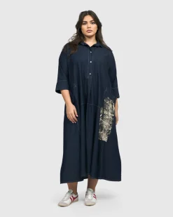 Women Alembika Plus<Tacoma Trapeze Dress, Denim
