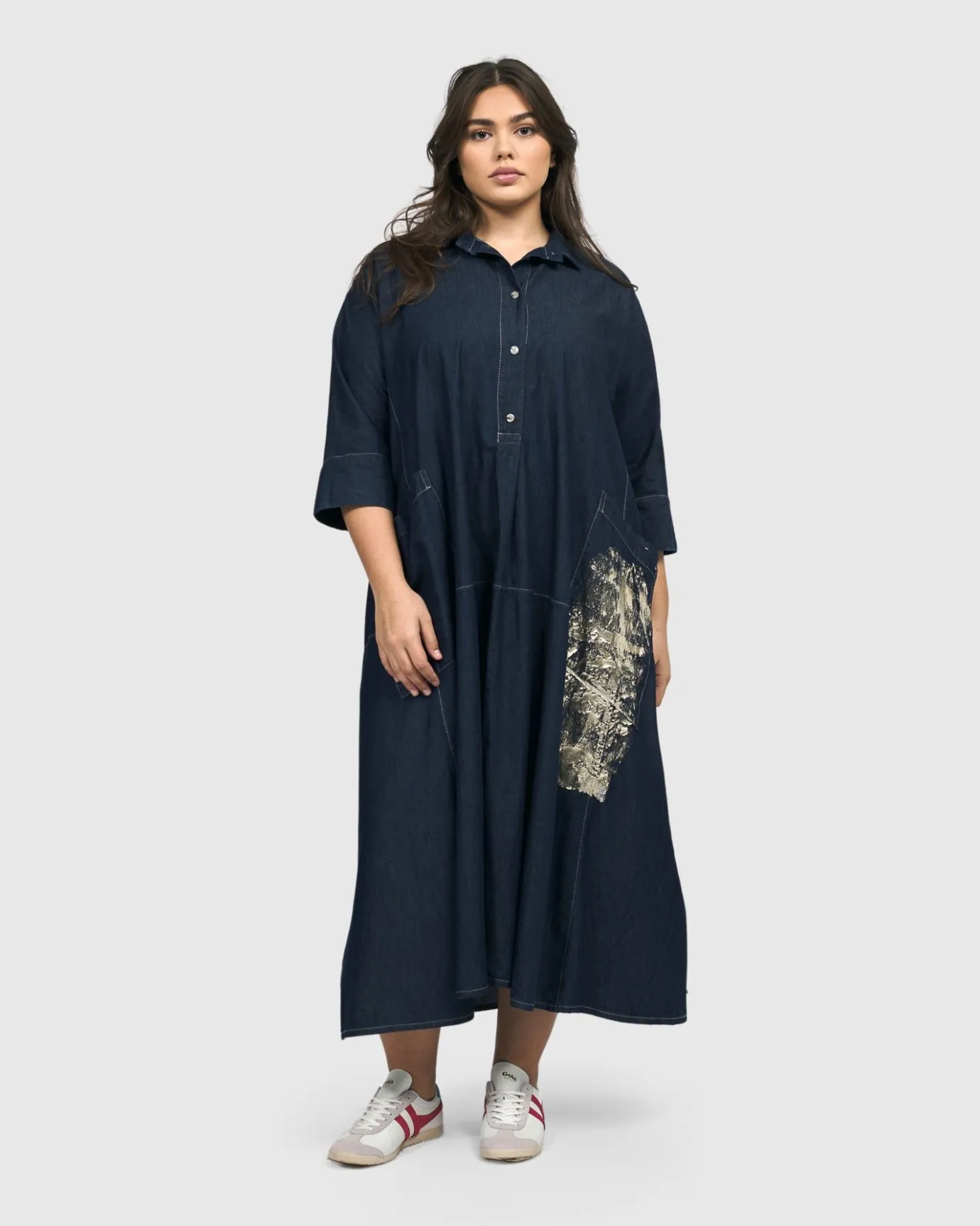 Women Alembika Plus<Tacoma Trapeze Dress, Denim