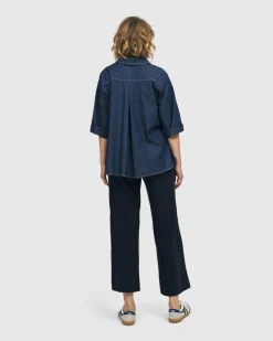 Women Alembika Tops & Tunics<Tallahassee Popover Blouse, Denim