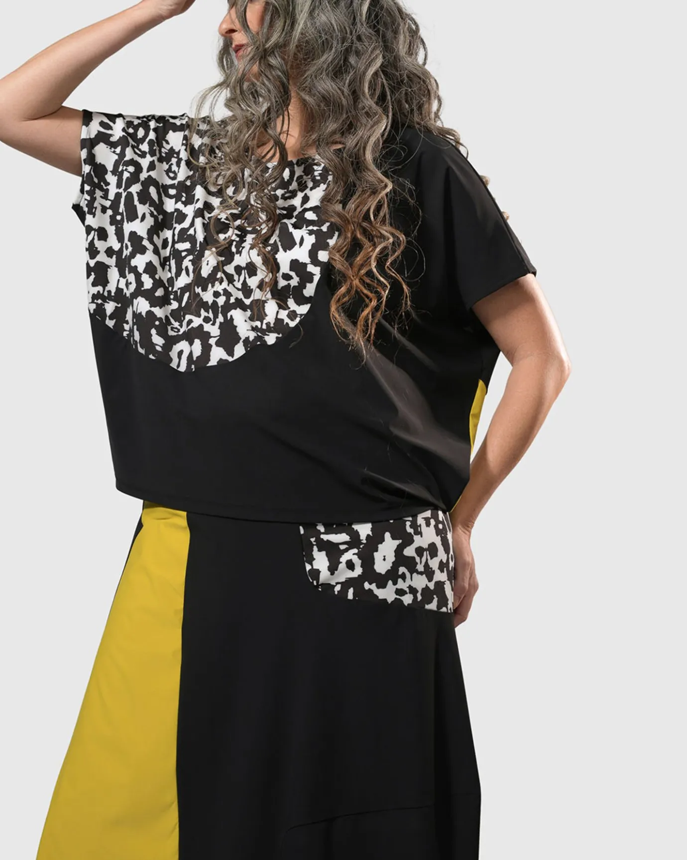 Women Alembika Plus<Tekbika Bliss Boxy Top, Yellow/Print