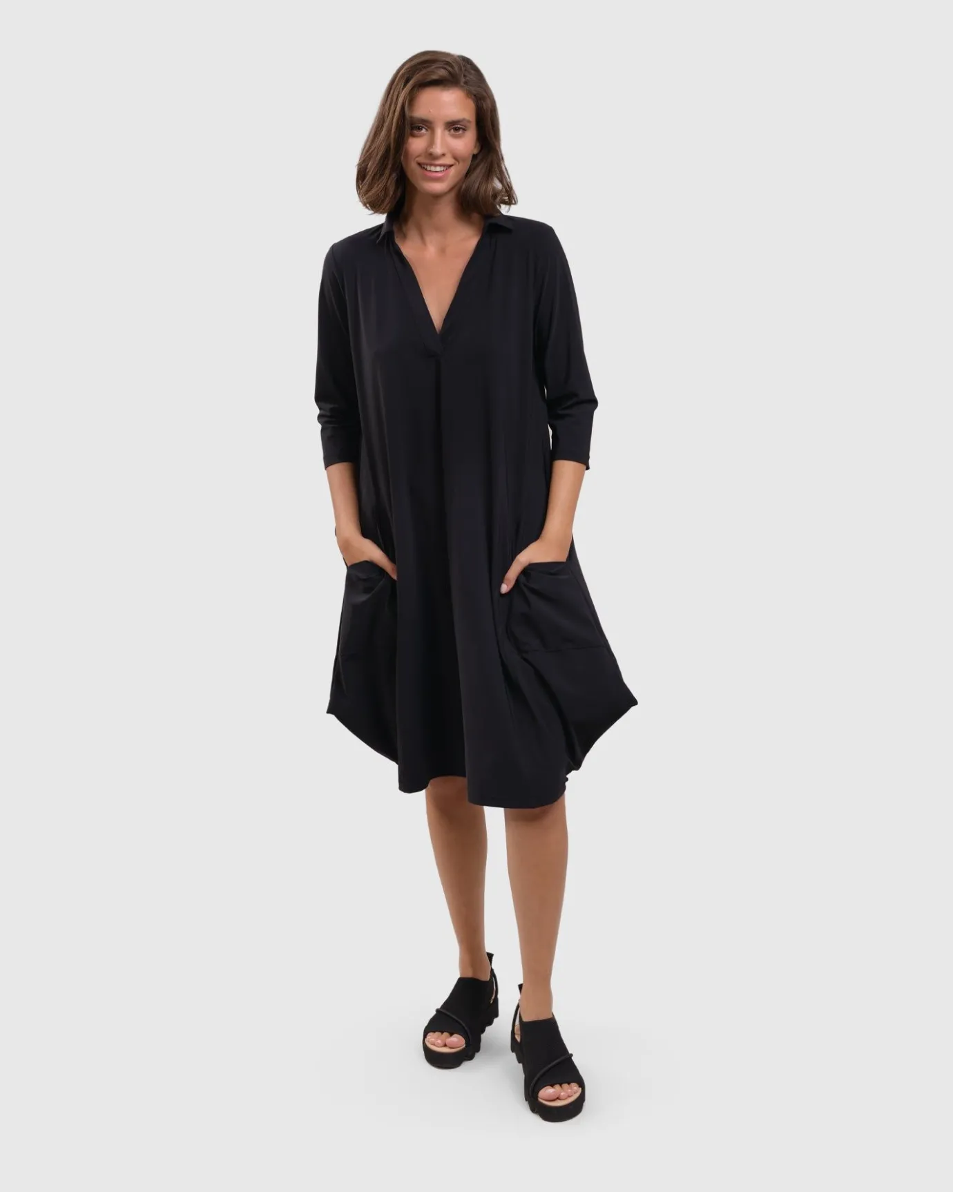 Women Alembika Dresses<Tekbika Popover Dress, Black