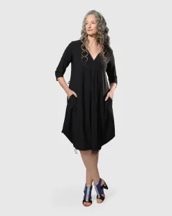 Women Alembika Dresses<Tekbika Popover Dress, Black