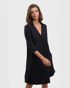 Women Alembika Dresses<Tekbika Popover Dress, Black