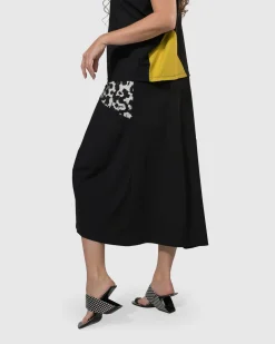 Women Alembika Pants & Skirts<Tekbika Swing Maxi Skirt, Yellow/Print