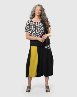 Women Alembika Plus<Tekbika Swing Maxi Skirt, Yellow/Print