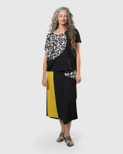 Women Alembika Plus<Tekbika Swing Maxi Skirt, Yellow/Print