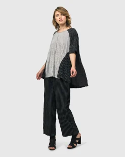 Women Alembika Plus<Thera Relaxed Straight Leg Pants, Stripes