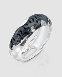 Women Alembika Accessories<Tiger Inlay Bangle Bracelet, Silver