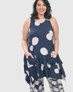 Women Alembika Plus<Trapeze Tank Tunic, Navy