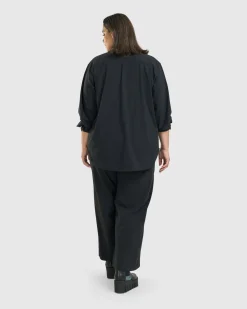 Women Alembika Plus<Trinity Button Down Shirt, Black