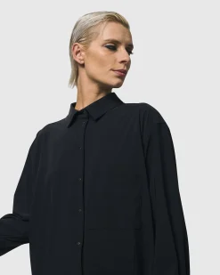 Women Alembika Tops & Tunics<Trinity Button Down Shirt, Black