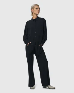 Women Alembika Pants & Skirts<Trinity Straight Leg Pants, Black