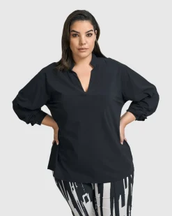 Women Alembika Tops & Tunics<Trinity V-Neck Pullover Top, Black