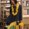 Women Alembika Accessories<Upcycled Plastic Bottles - Aqua Poppy Flower Necklace- Hand-Painted (Yellow)