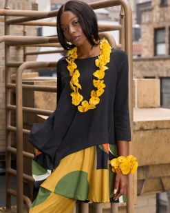 Women Alembika Accessories<Upcycled Plastic Bottles - Aqua Poppy Flower Necklace- Hand-Painted (Yellow)