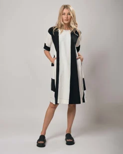 Women Alembika Plus<Urban Anna Stripe A-Line Dress, White/Black