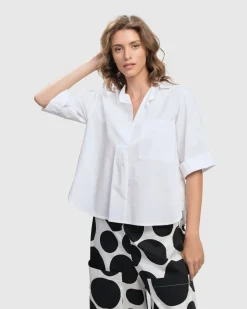 Women Alembika Plus<Urban Chloe A-Line Blouse, White
