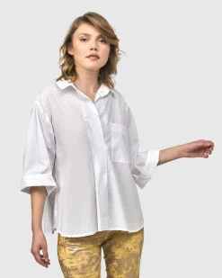 Women Alembika Plus<Urban Chloe A-Line Blouse, White
