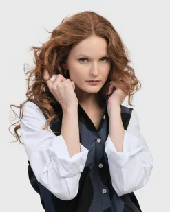 Women Alembika Plus<Urban Dots Button Down Shirt, Navy