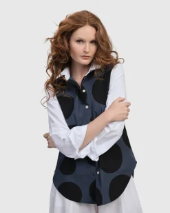Women Alembika Plus<Urban Dots Button Down Shirt, Navy
