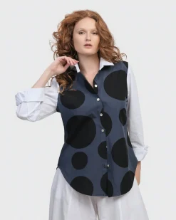 Women Alembika Tops & Tunics<Urban Dots Button Down Shirt, Navy