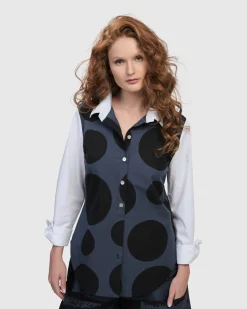 Women Alembika Tops & Tunics<Urban Dots Button Down Shirt, Navy