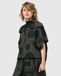 Women Alembika Jackets<Urban Dots Kiku Cape Jacket, Khaki