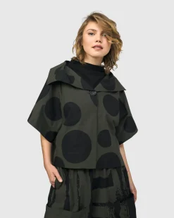 Women Alembika Plus<Urban Dots Kiku Cape Jacket, Khaki