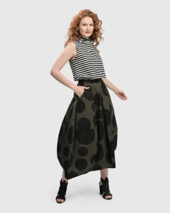 Women Alembika Plus<Urban Dots Lotus Balloon Skirt, Khaki