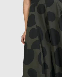 Women Alembika Plus<Urban Dots Lotus Balloon Skirt, Khaki