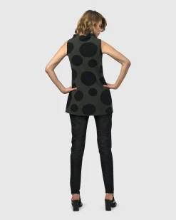 Women Alembika Tops & Tunics<Urban Dots Sleeveless Mockneck Top, Khaki
