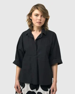 Women Alembika Plus<Urban Fran A-Line Blouse, Black