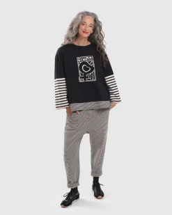 Women Alembika Plus<Urban French Terry Trousers, Stripe